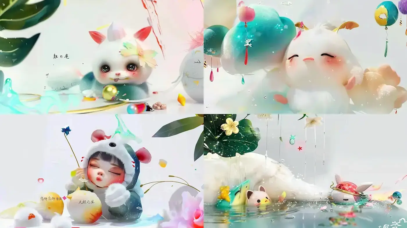 Whimsical and Playful Fantasy Vibe with Soft Artistic Touches - Midjourney sref style