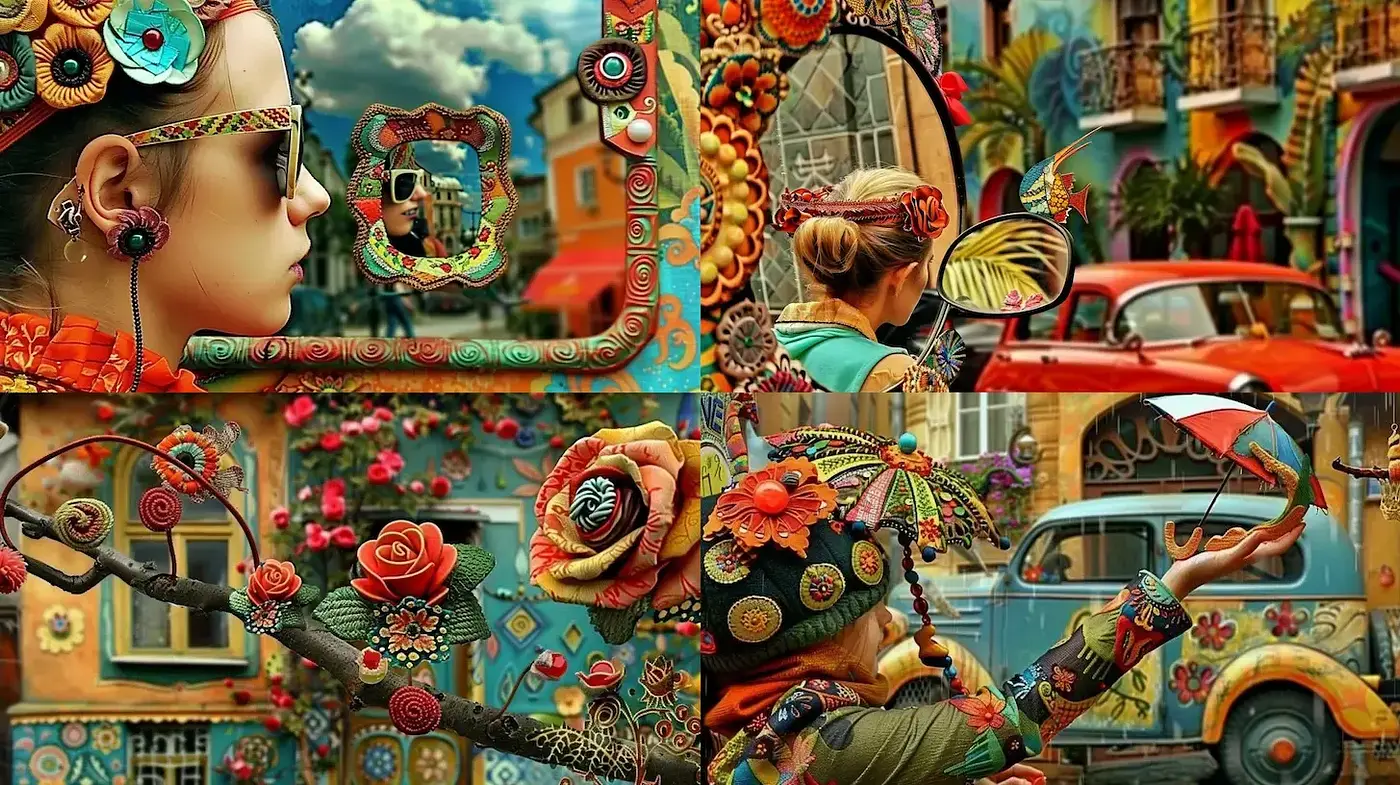 Vibrant and Eclectic Urban Aesthetic with Rich Textures - Midjourney sref style