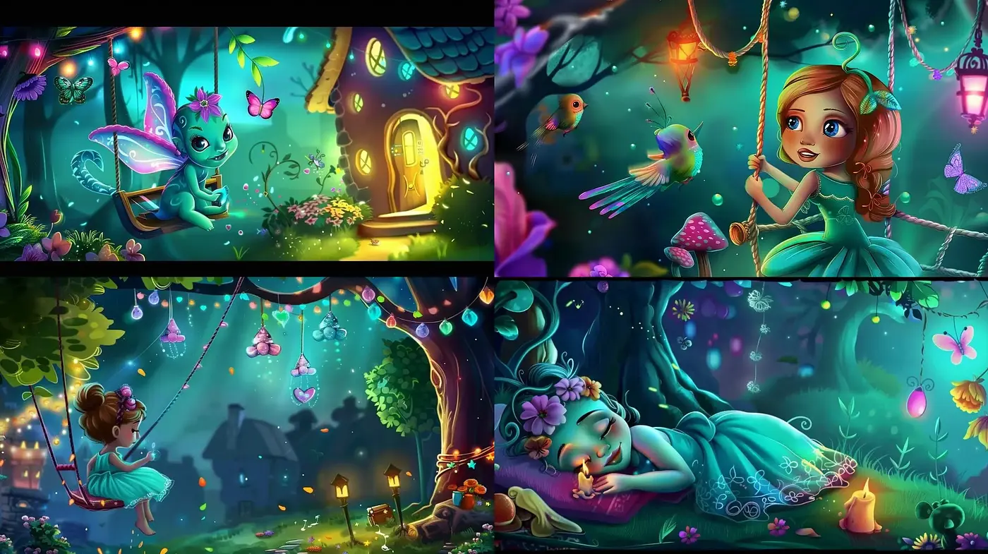 Enchanted Evening Whimsy: A Luminous Journey Through Magical Realms - Midjourney sref style