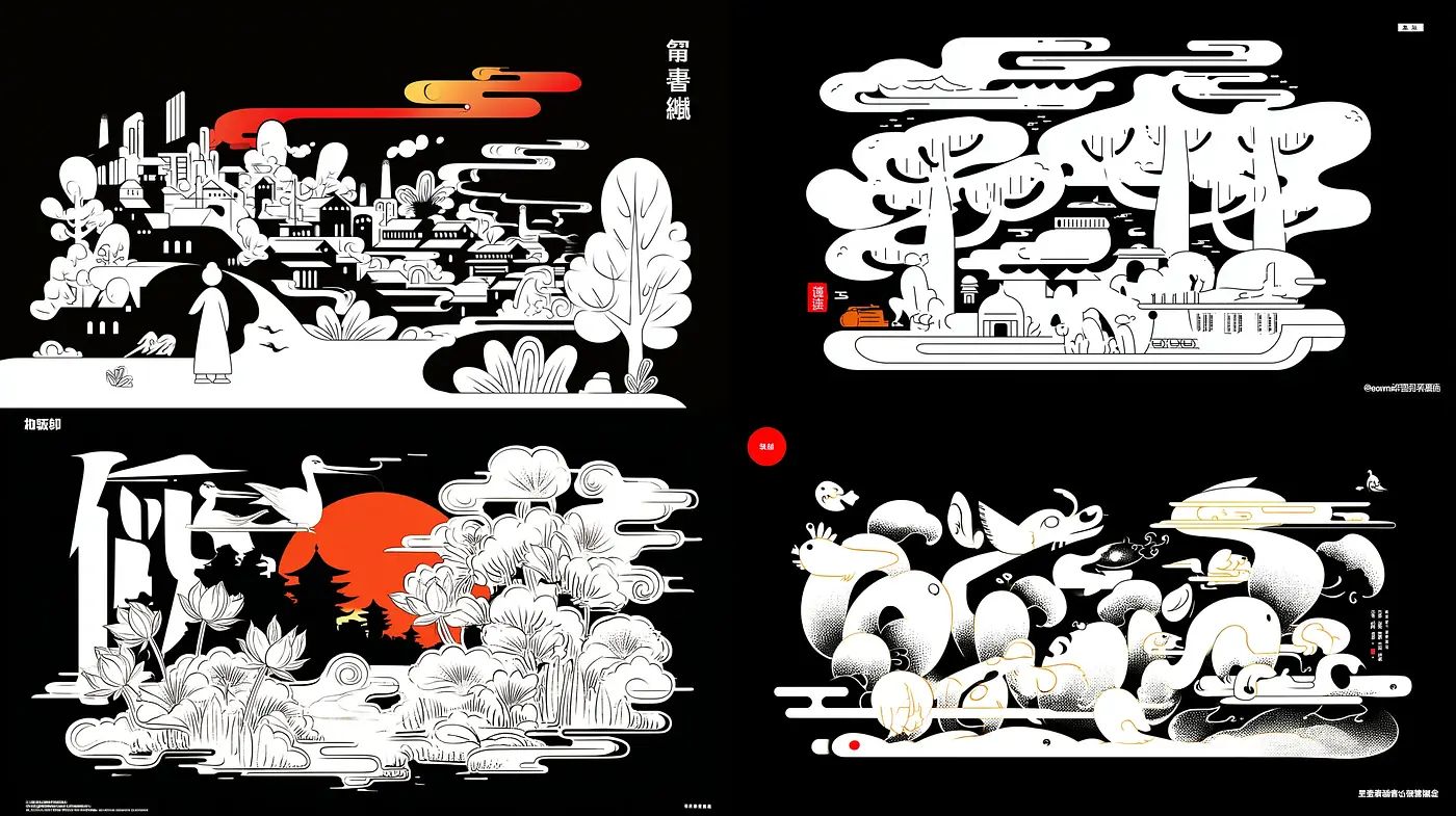 East Asian Inspired Minimalist Artwork with Soft Contrasts and Fluid Forms - Midjourney sref style