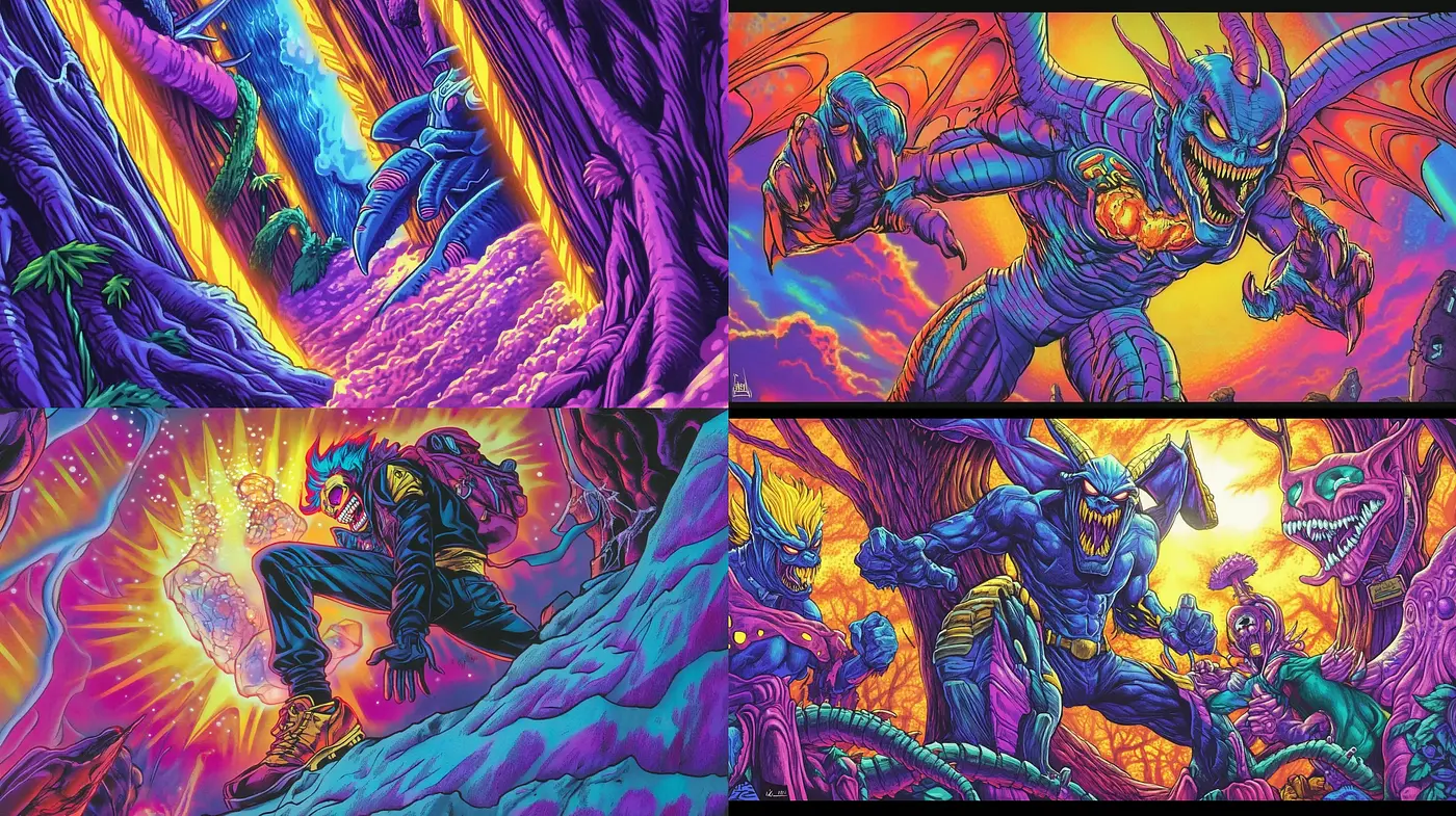 Psychedelic Fervor in Surreal Fantasies - Midjourney sref style