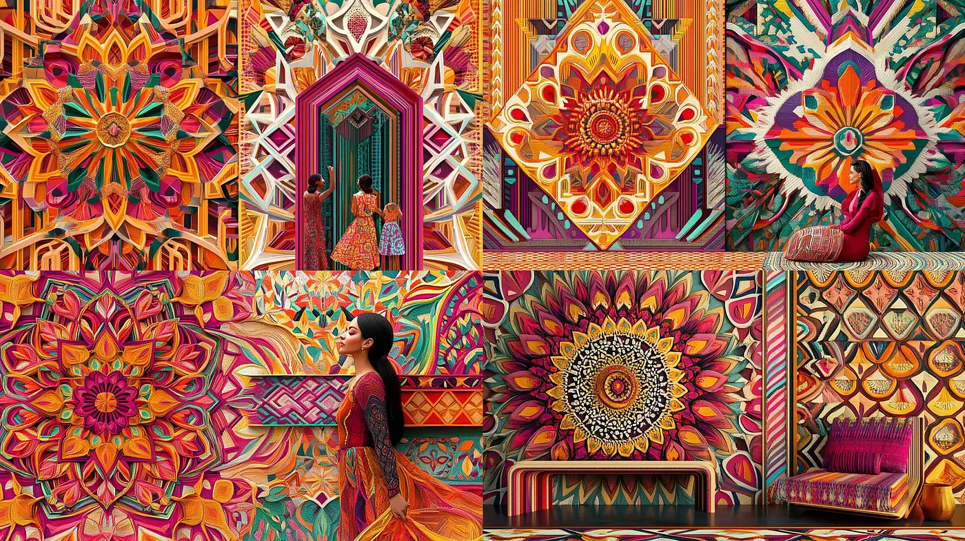 Kaleidoscopic Elegance: A Fusion of Symmetric Patterns and Vibrant Hues - Midjourney sref style