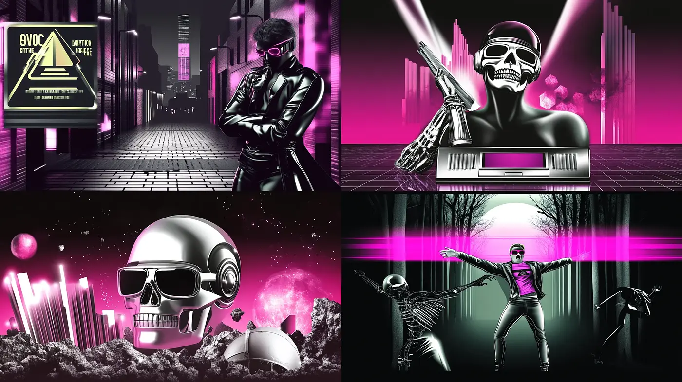 Neon Cyberpunk Dreamscape with Retrofuturistic Overtones - Midjourney sref style