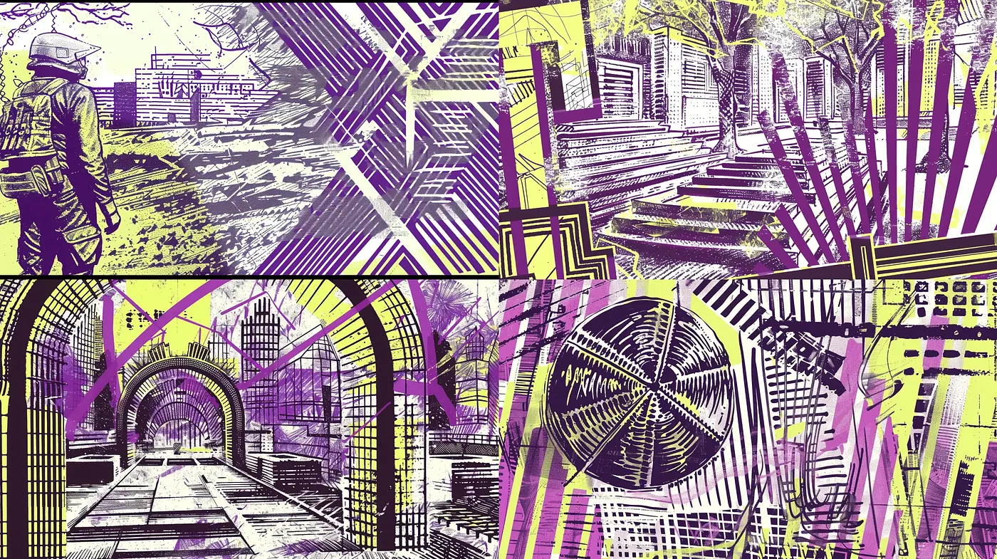 Futuristic Urban Dreamscape in Vivid Monochrome - Midjourney sref style