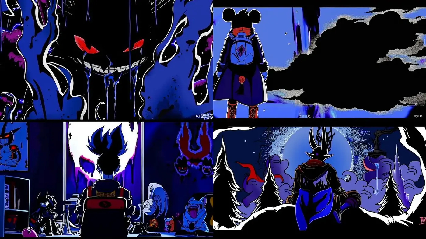 Dynamic and Bold Visual Art with Dark Undertones - Midjourney sref style