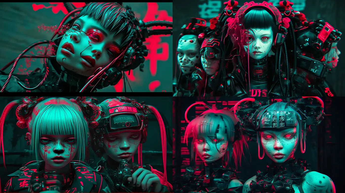 Cyberpunk Reverie: A Fusion of Neon Glow and Dystopian Grit - Midjourney sref style