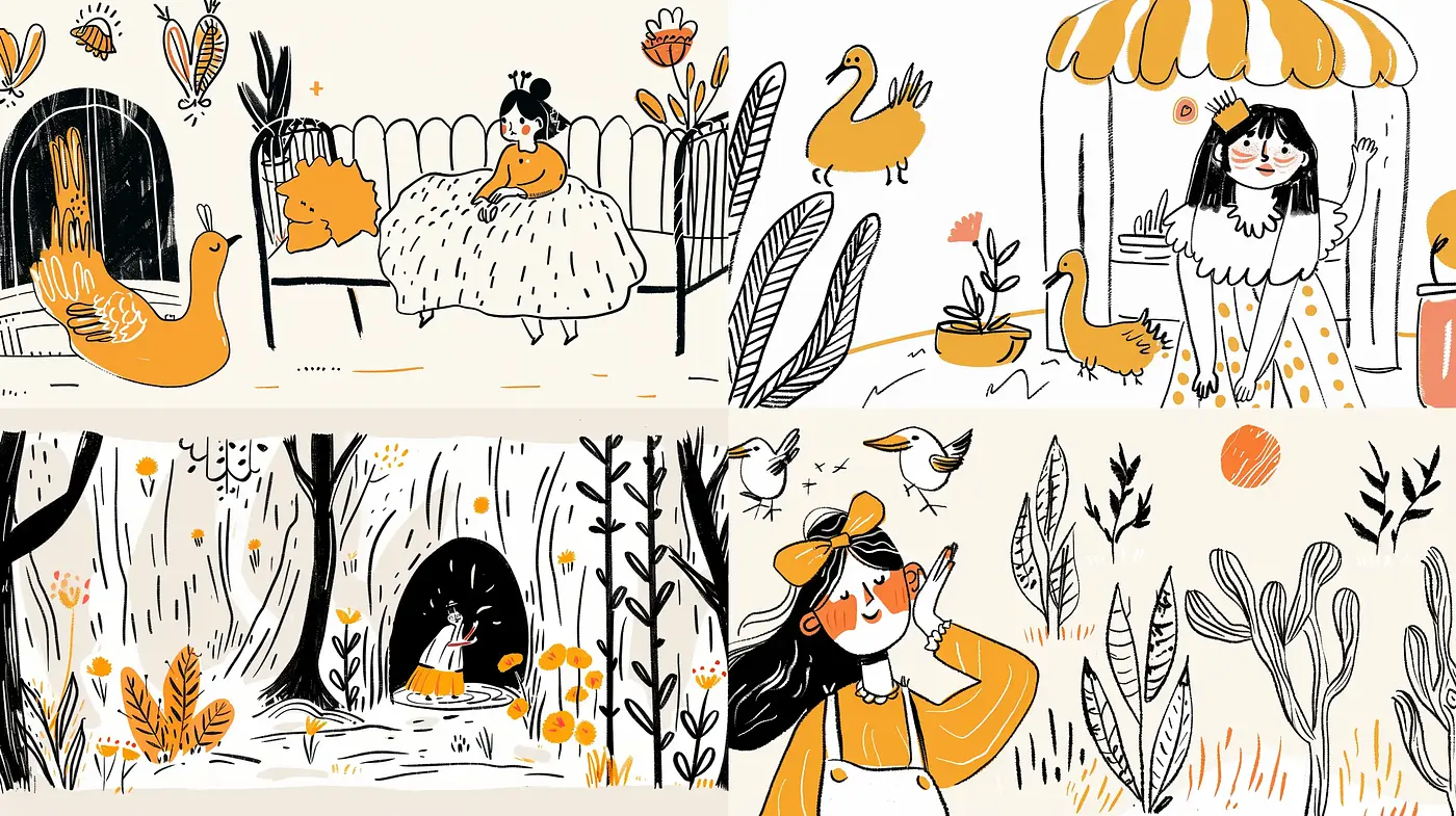 Whimsical Storybook Illustrations with Warm Autumnal Tones - Midjourney sref style