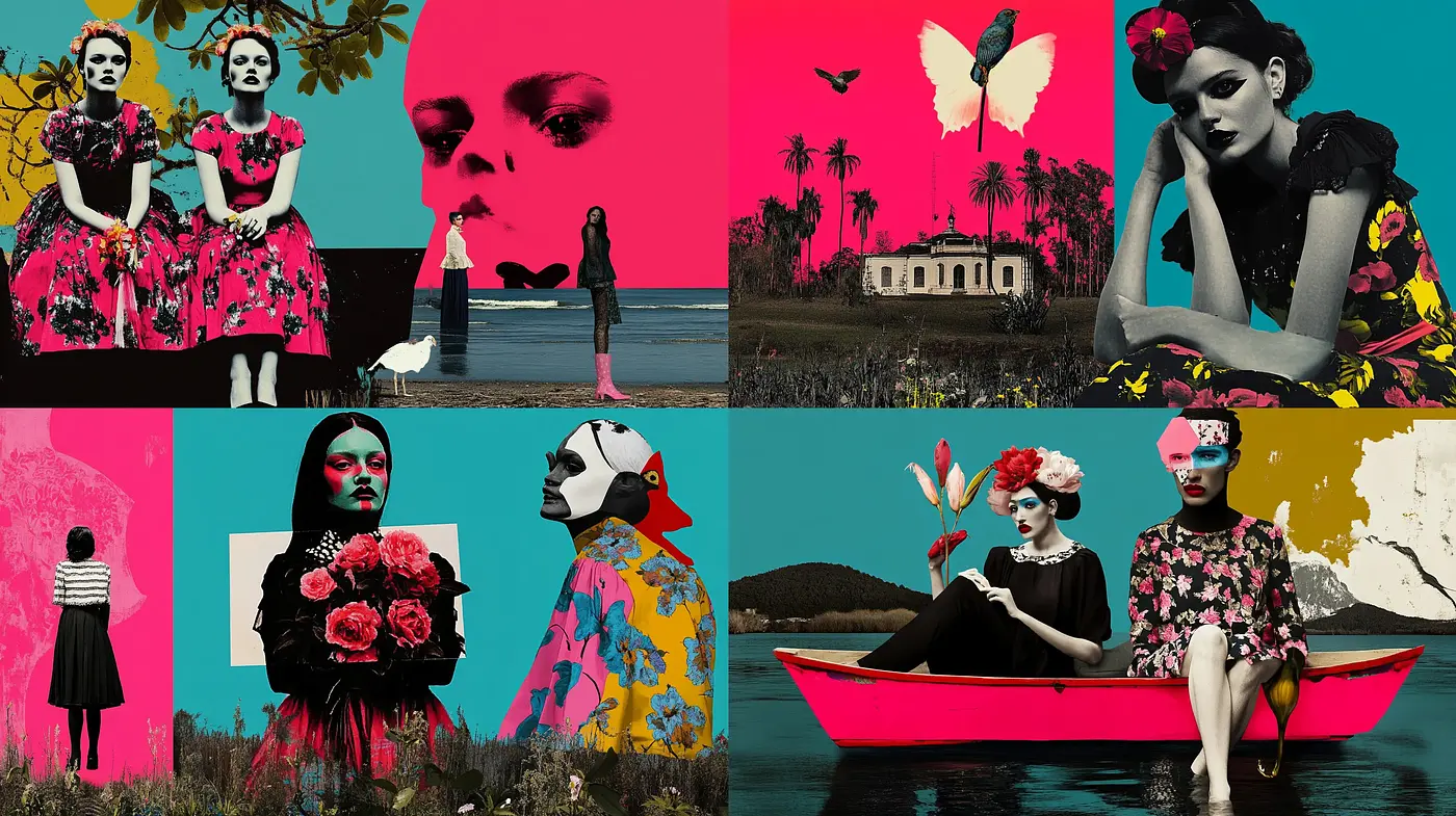 Surreal Pop Art Fusion with Vibrant Contrasts and Nature-Esque Overtones - Midjourney sref style