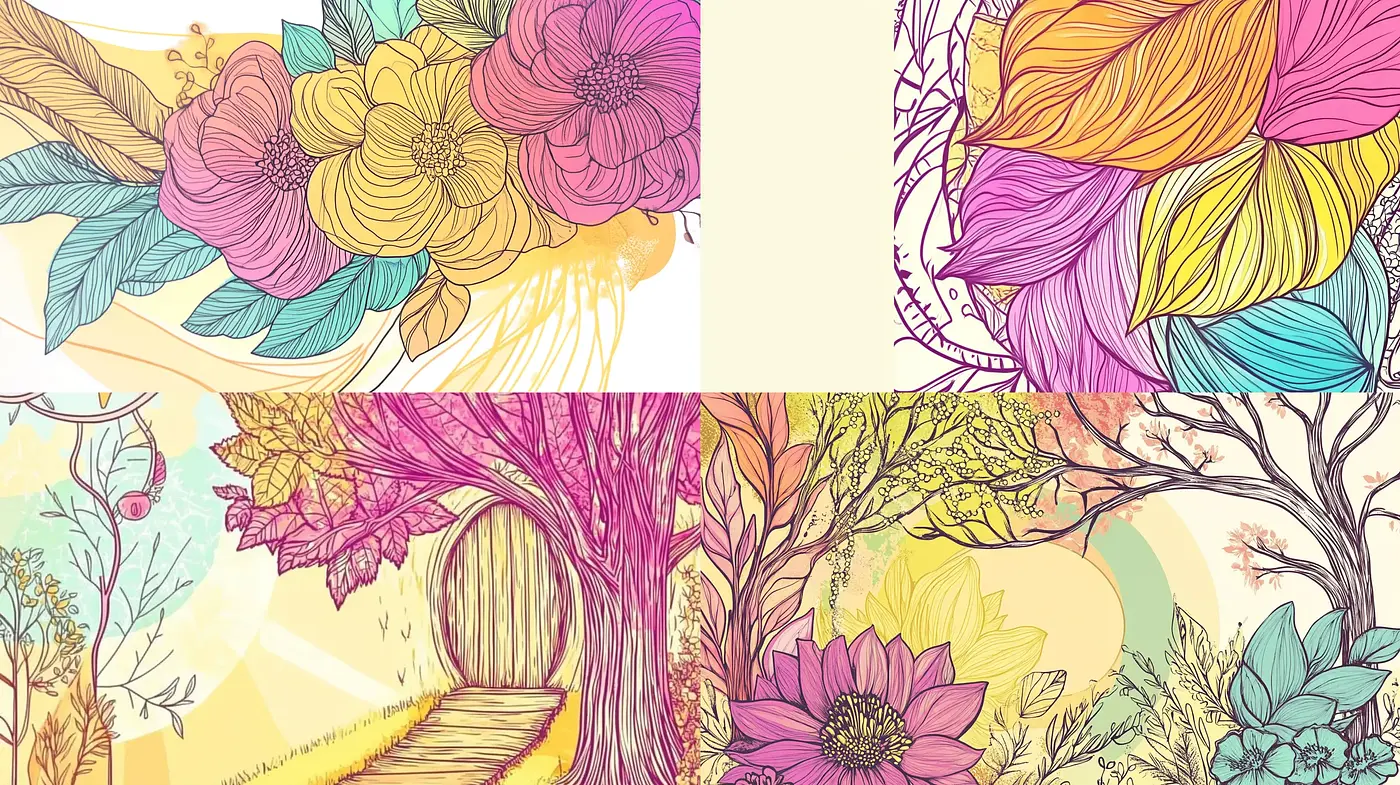 Dreamlike Pastel Arbor Illustrations - Midjourney sref style