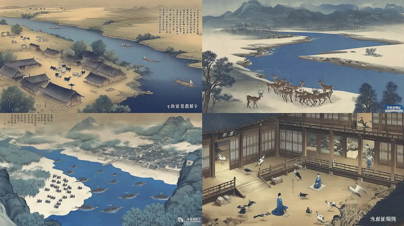 Traditional Japanese Landscape with Serene Composition and Earthy Tones - Midjourney sref style