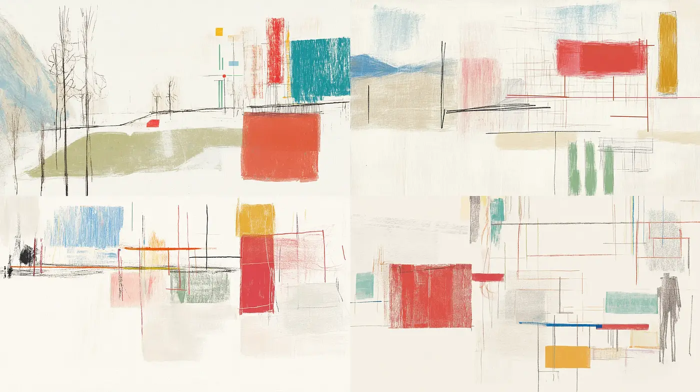 Abstract Color Block Landscapes with Minimalist Aesthetic - Midjourney sref style