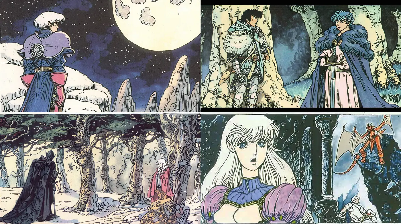 Mystical Moonlit Fantasy: A Homage to Classic Manga Illustrations - Midjourney sref style