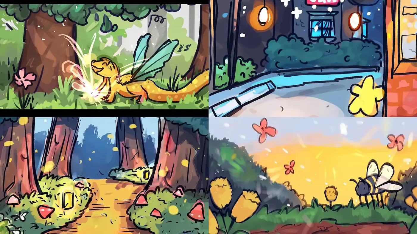 Whimsical Illustrations with Vivid Imagination and Playful Charm - Midjourney sref style