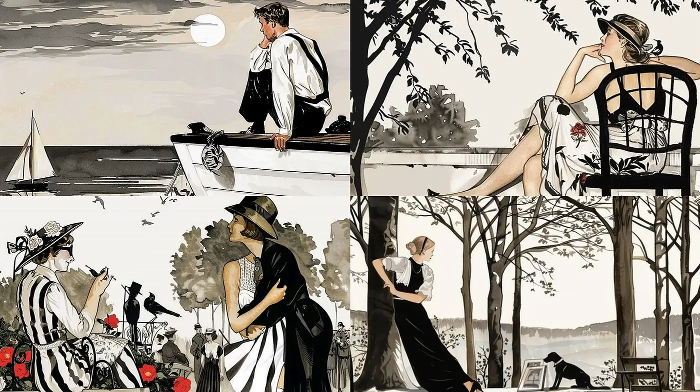 Sepia-Toned Reflections of Nostalgic Elegance - Midjourney sref style