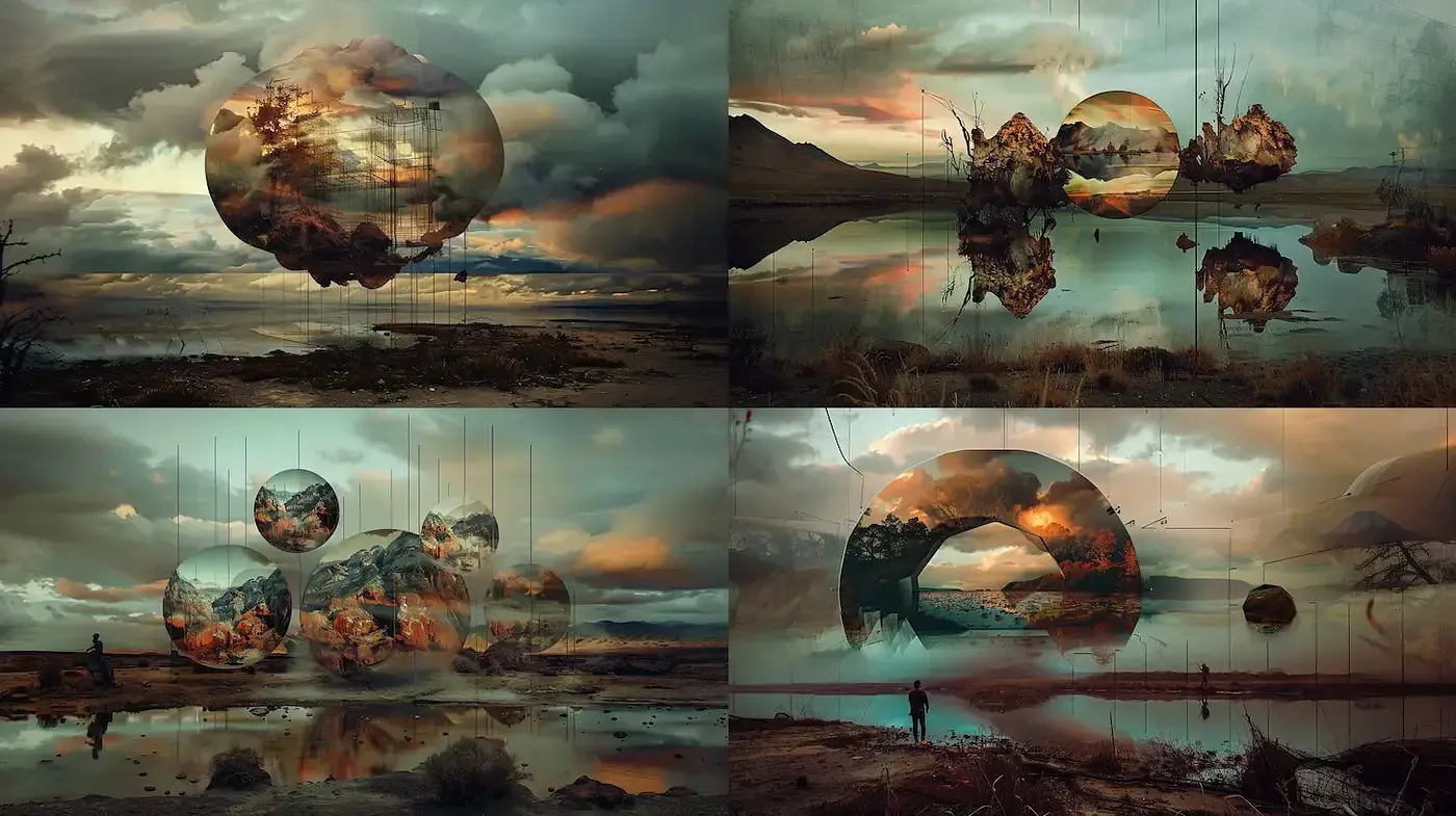 Ethereal Landscapes with Floating Elements and Dramatic Lighting - Midjourney sref style