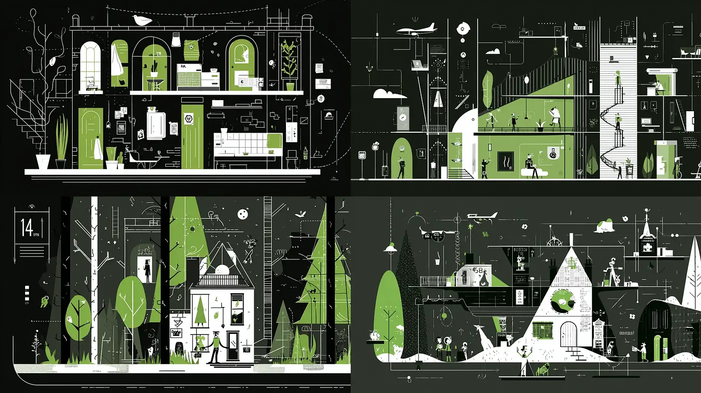Modern minimalistic illustration with geometric simplicity - Midjourney sref style