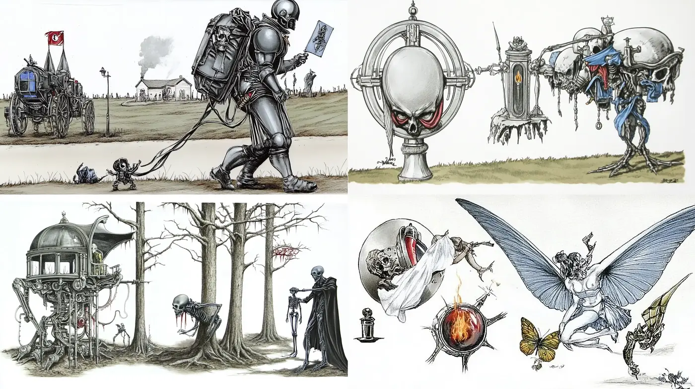 Whimsical Mechanical Renaissance Fusion - Midjourney sref style