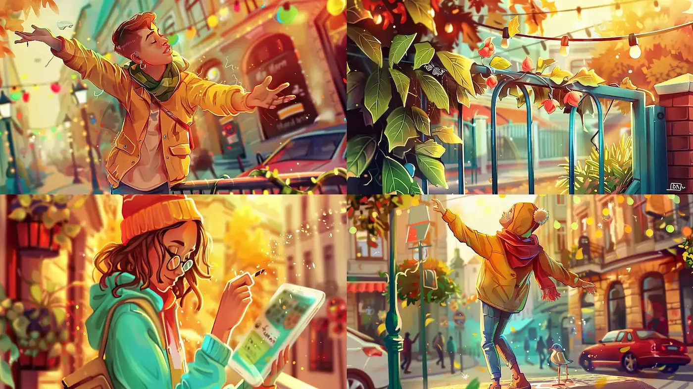 Vibrant and Warm Urban Scenes with a Nostalgic Touch - Midjourney sref style