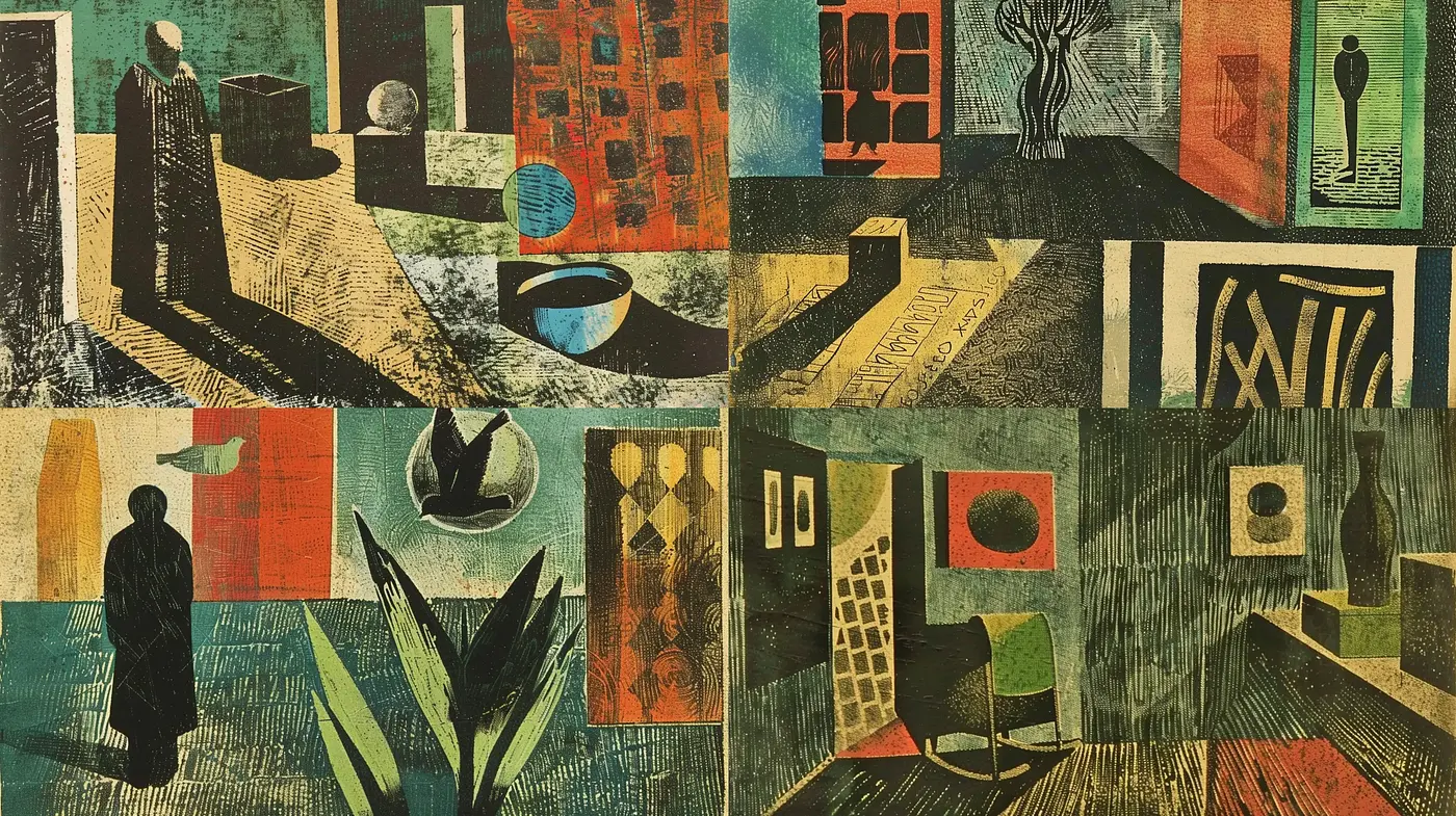 Abstract Geometric Exploration in Earthy Tones - Midjourney sref style