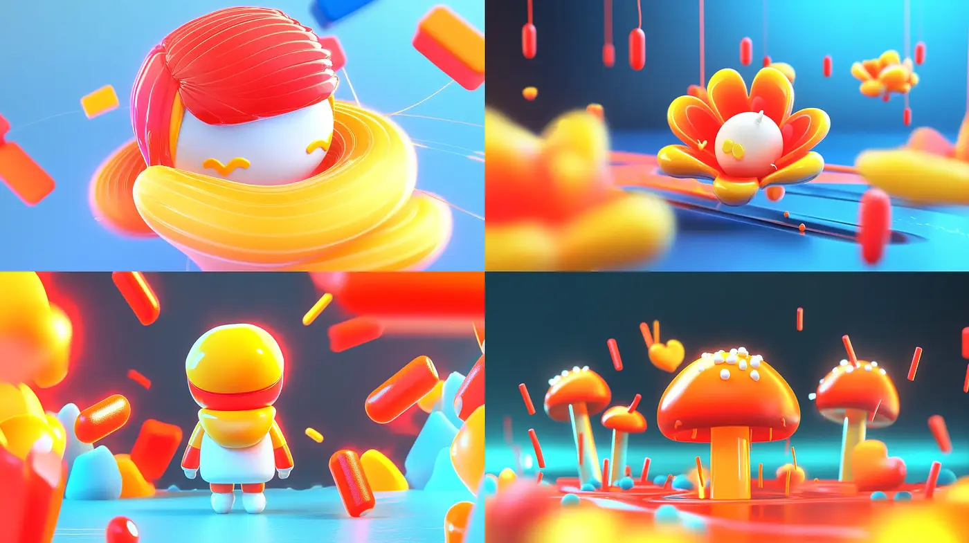 Surreal Candy-Colored Dreamscape Renderings - Midjourney sref style