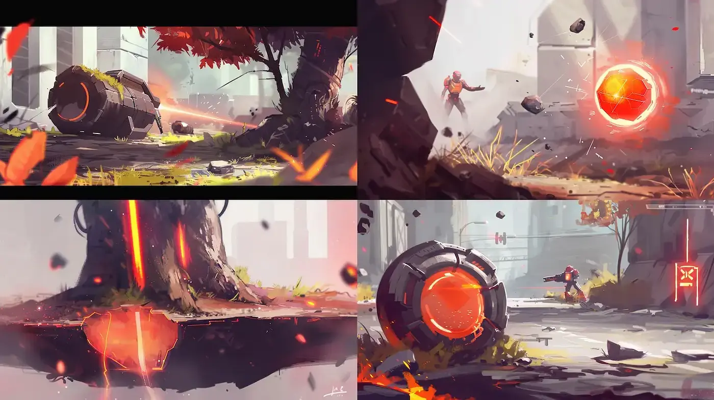 Ethereal Sci-Fi Autumn Ambiance with Dynamic Contrast - Midjourney sref style